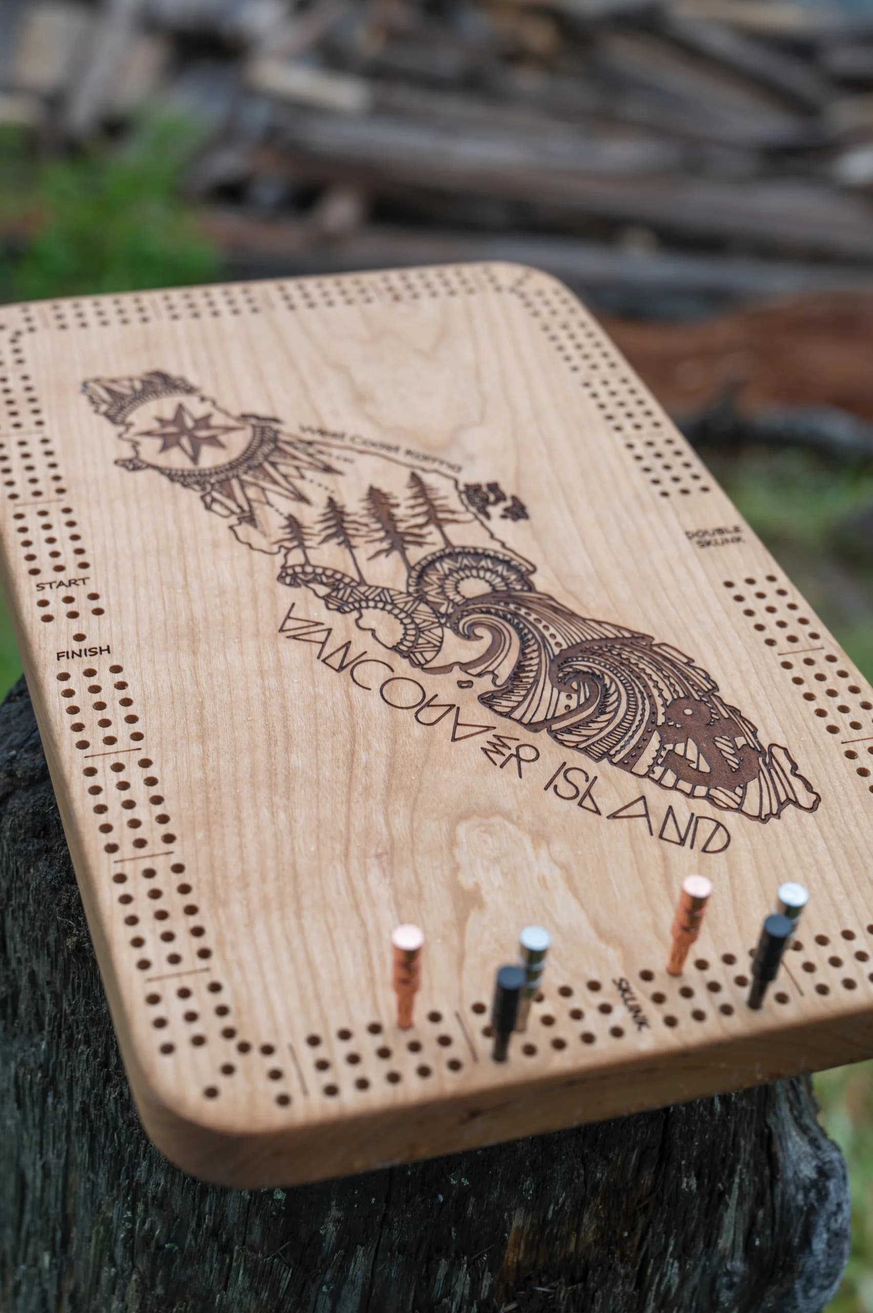 Wooden Crib Board - Vancouver Island Detail